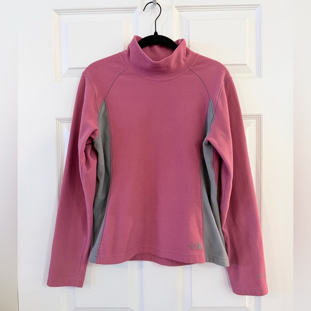 The North Face TKA Micro Fleece Turtleneck Pink/Gray Sweater - Women’s M